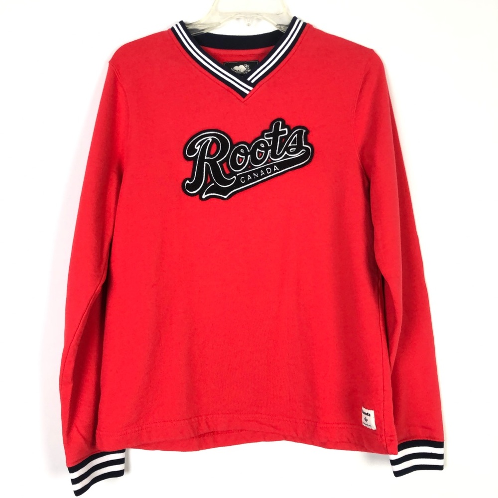 Roots Ribbed V-Neck Long Sleeve Cuffed Wrist Top